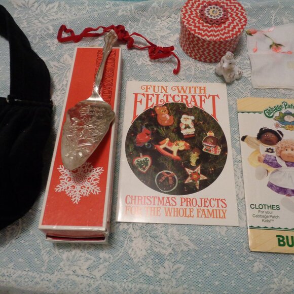 RETRO VELVETEEN BLK PURSE PIE SERVER CABBAGE KID PATTERN FELT FUN POODLE… - Picture 4 of 14